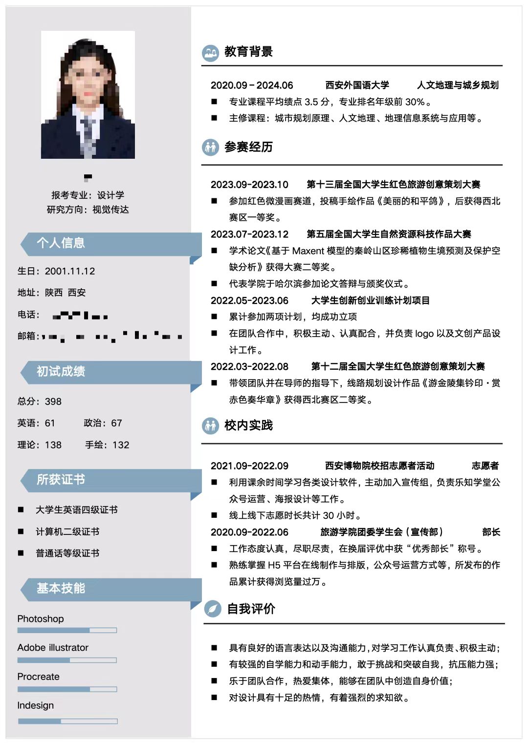 旅游学院 人文地理与城乡规划 王孟卓 升学-陕西科技大学